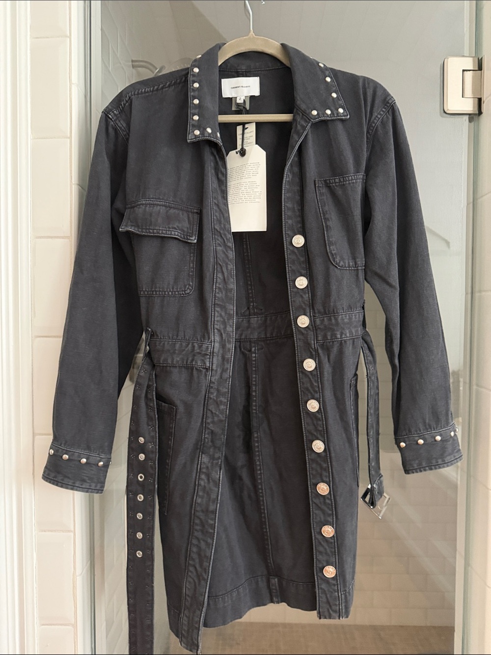 Current Elliot Studded Debbie Denim Shirt Dress 90s Inspired